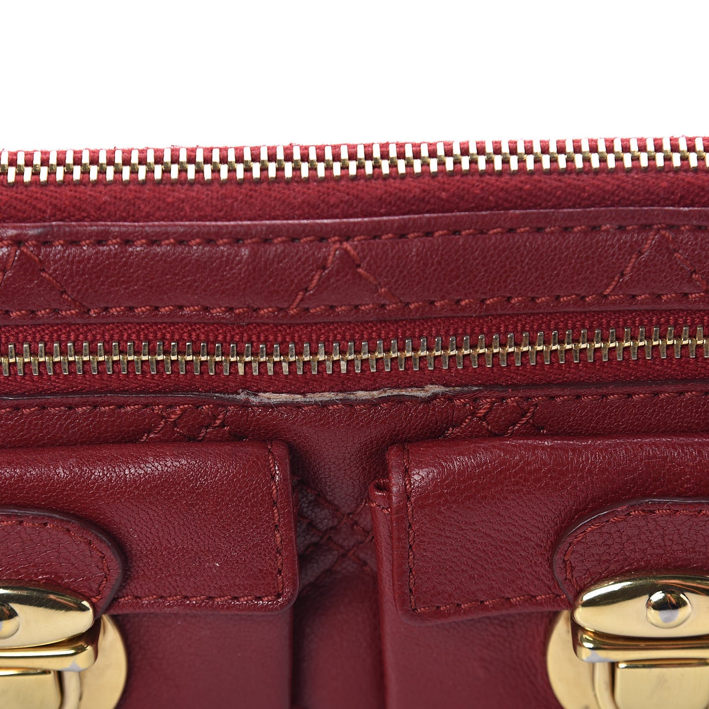 Lambskin Quilted Zip Clutch Wallet Poppy