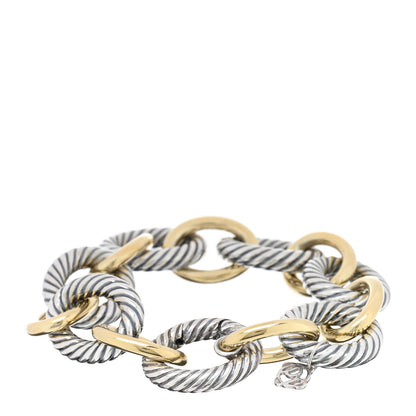 David Yurman Sterling Silver 18K Yellow Gold 18mm Extra Large Oval Link Bracelet 2 of 3
