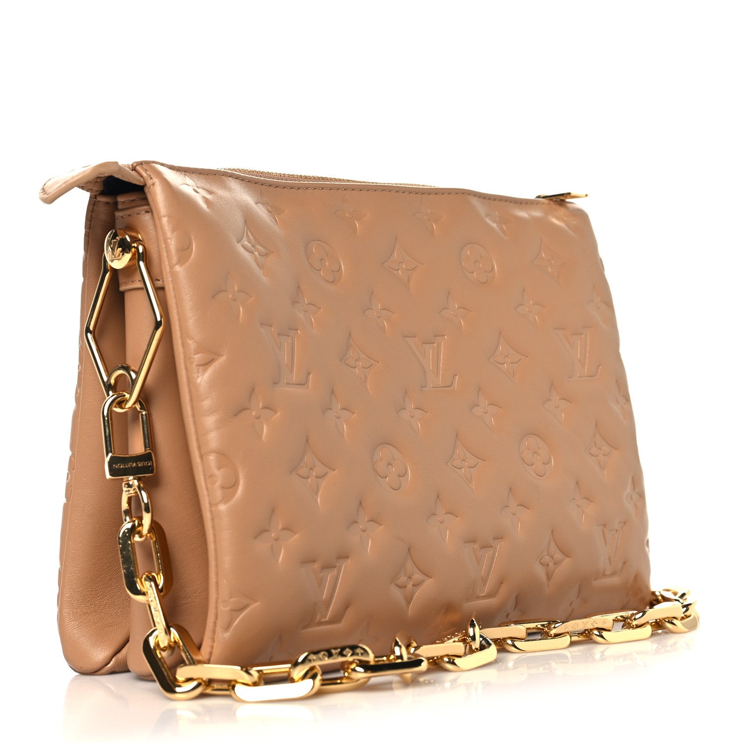 Louis Vuitton Lambskin Embossed Monogram Coussin PM Camel 3 of 11