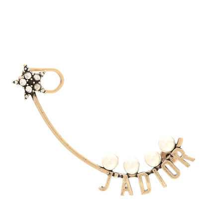 Christian Dior Pearl Crystal J'Adior Star Ear Cuff Gold White 1 of 4