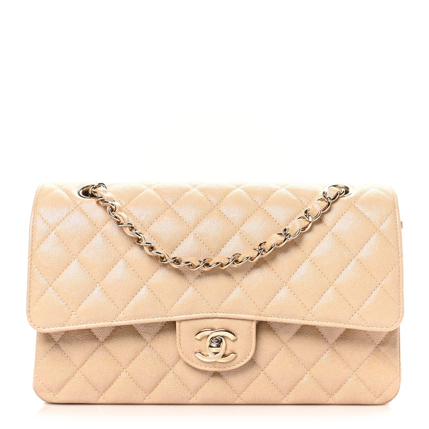 Chanel Iridescent Caviar Quilted Medium Double Flap Beige 1 of 9