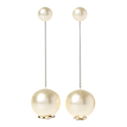 Chanel Pearl CC Chain Drop Earrings Gold 1 of 5