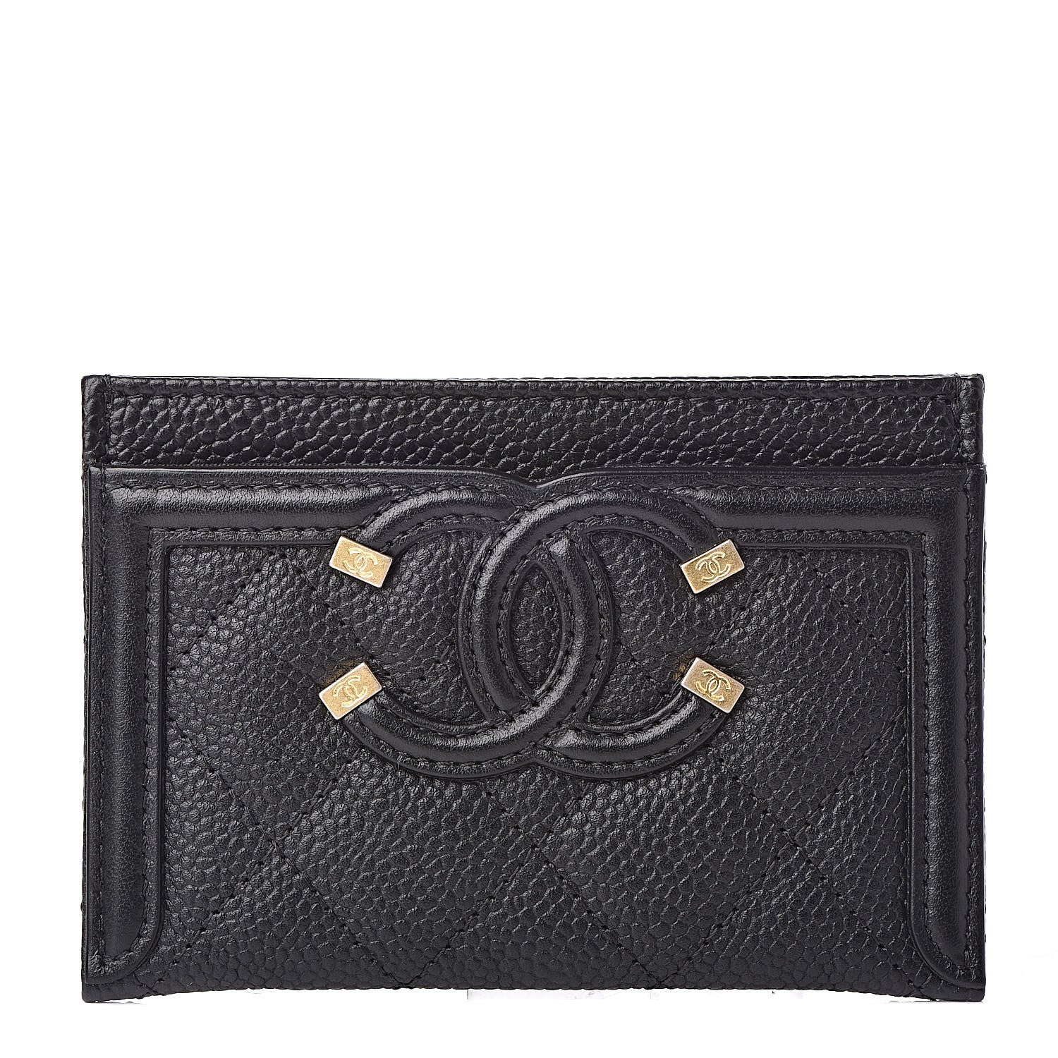 Chanel Caviar Quilted Filigree Card Holder Black 1 of 10