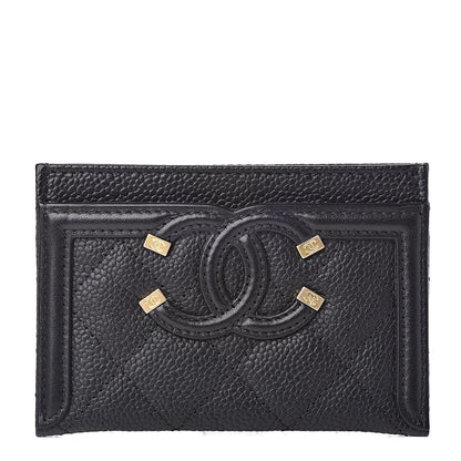 Chanel Caviar Quilted Filigree Card Holder Black 1 of 10