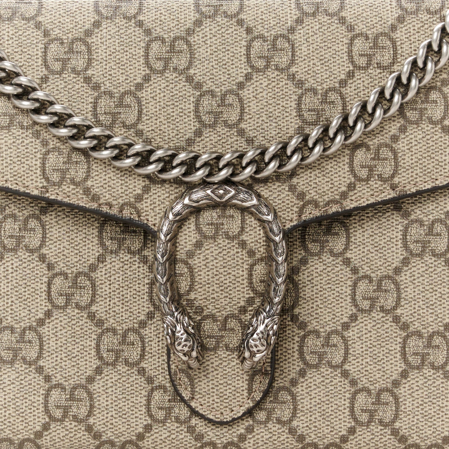 GG Supreme Monogram Mini Dionysus Chain Wallet Beige Taupe