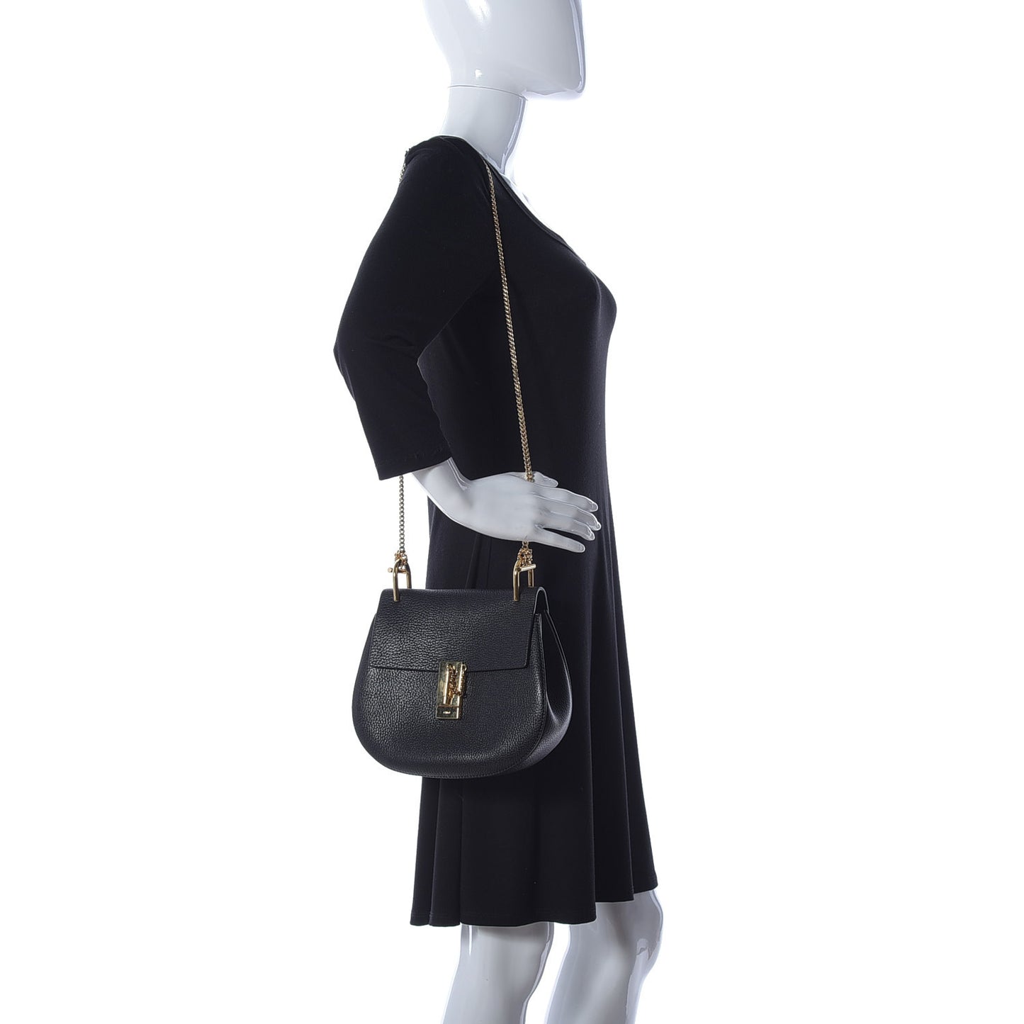 Grained Lambskin Drew Shoulder Bag Black