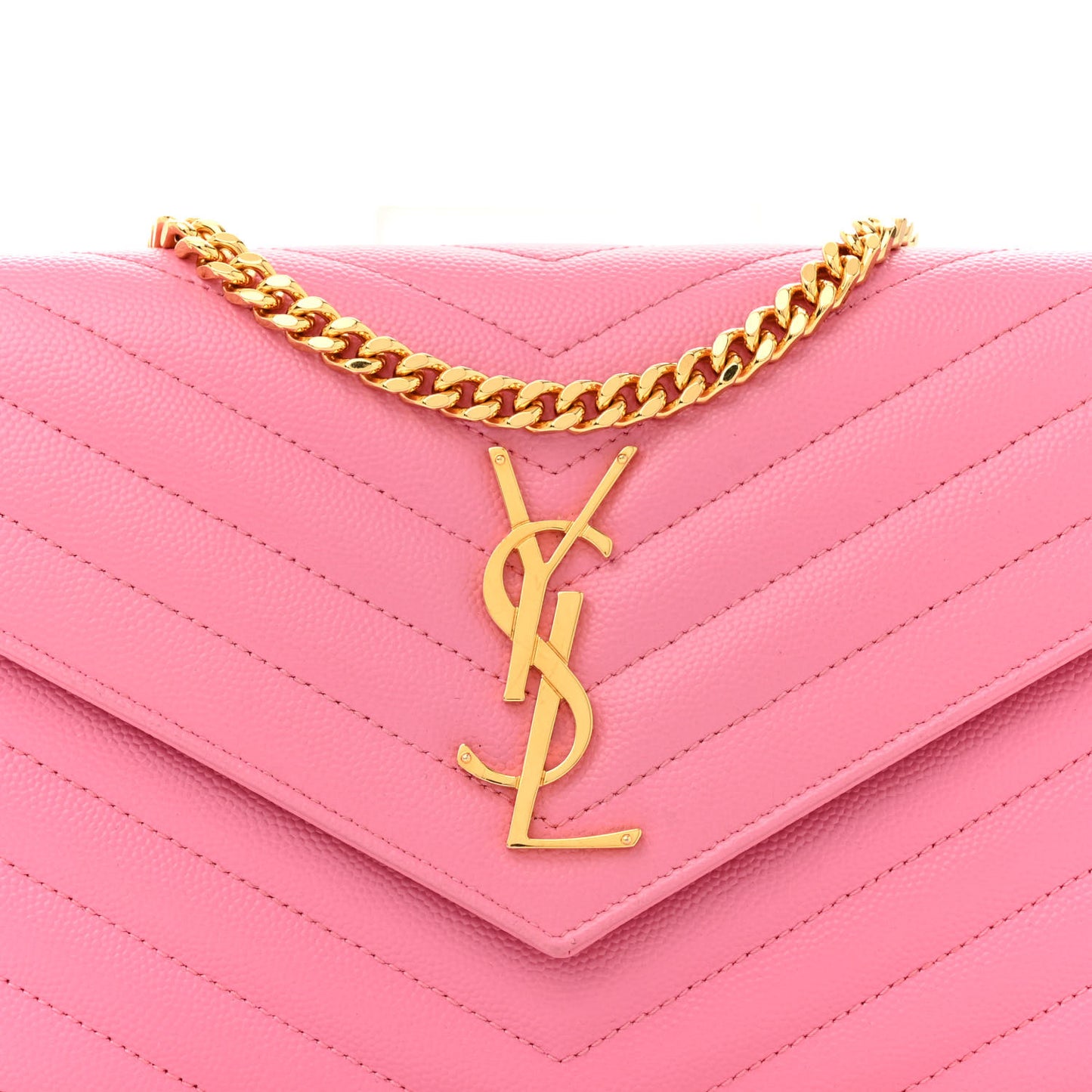 Grain De Poudre Matelasse Chevron Monogram Chain Wallet Indian Pink
