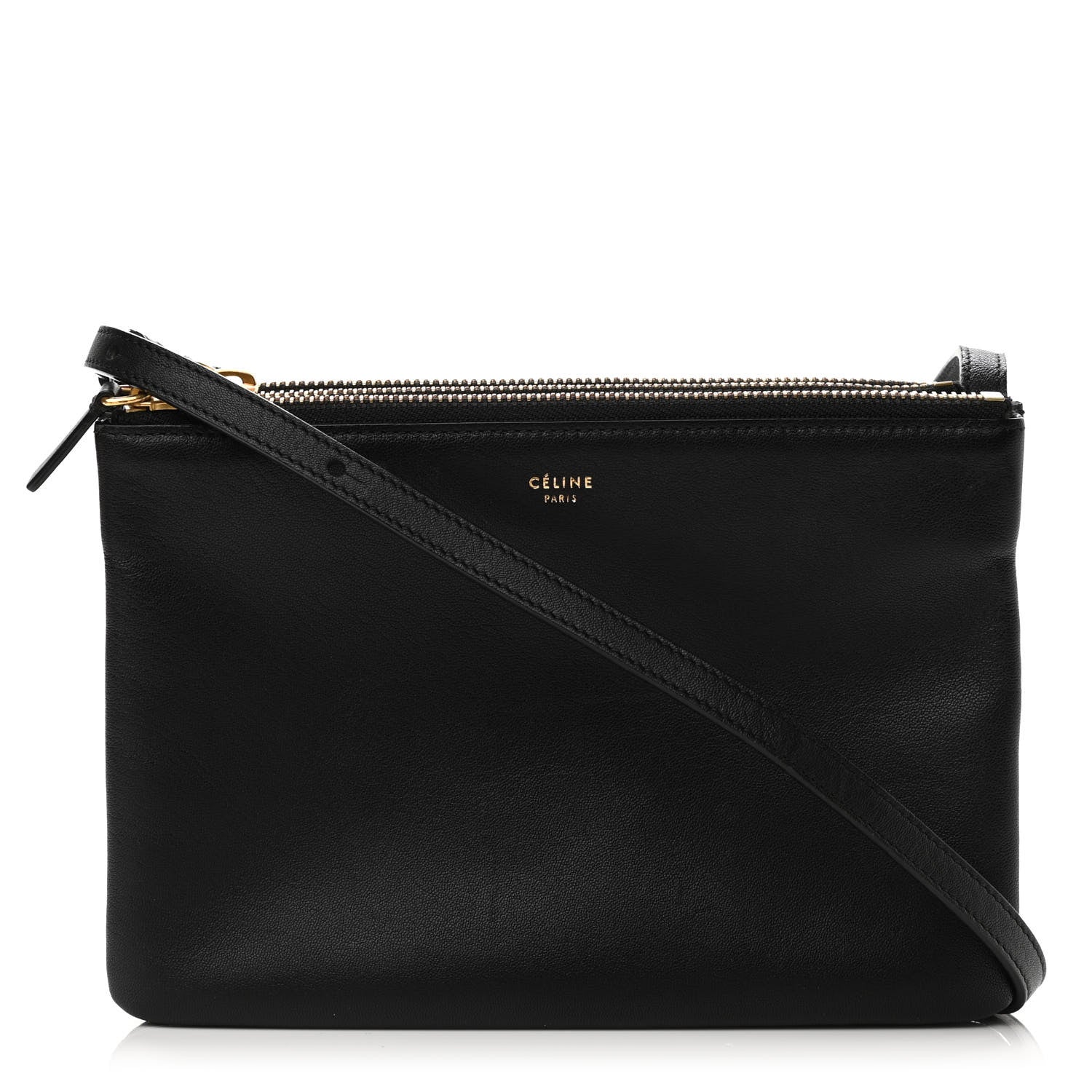 Celine Lambskin Small Trio Crossbody Bag Black 1 of 13