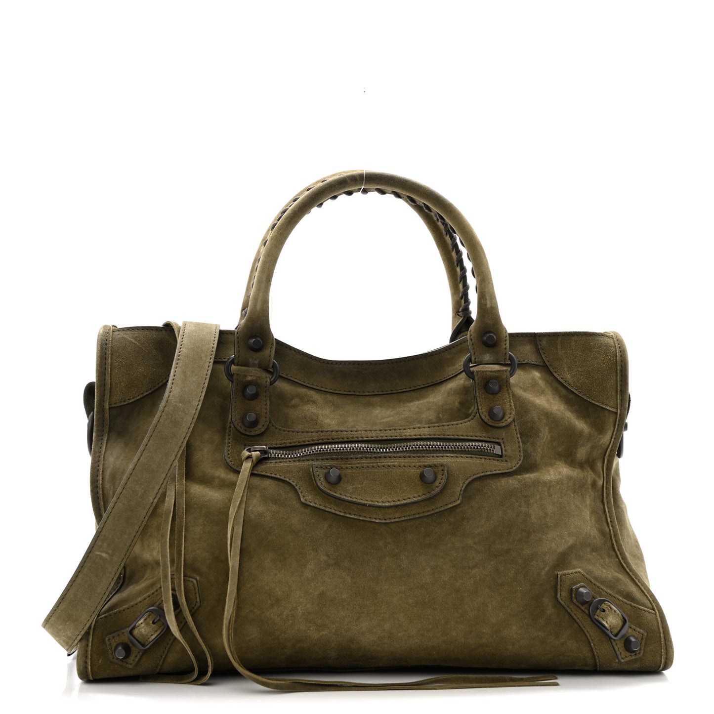 Waxed Suede Calfskin Classic Hardware Medium Le City Khaki