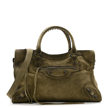 Balenciaga Waxed Suede Calfskin Classic Hardware Medium Le City Khaki 1 of 13