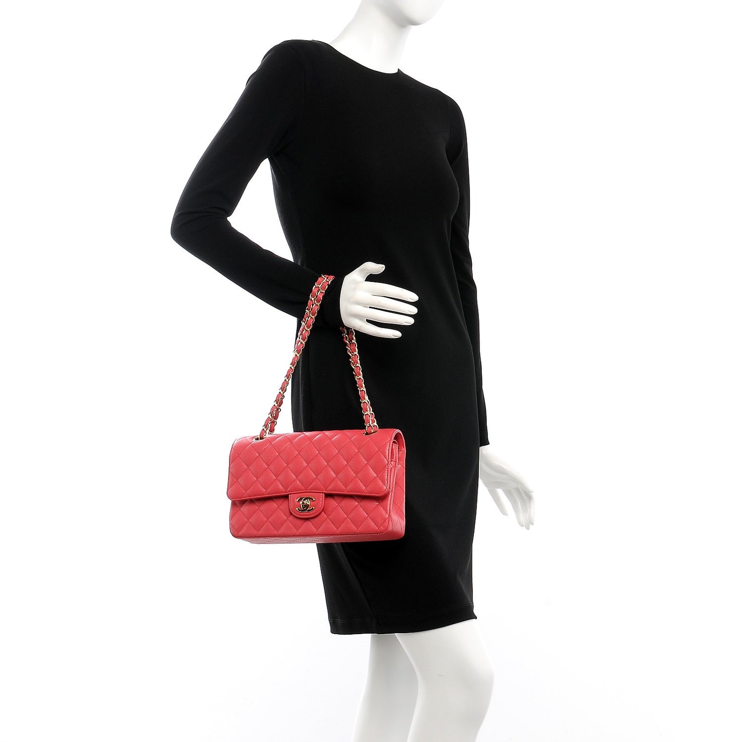 Caviar Quilted Medium Double Flap Dark Pink