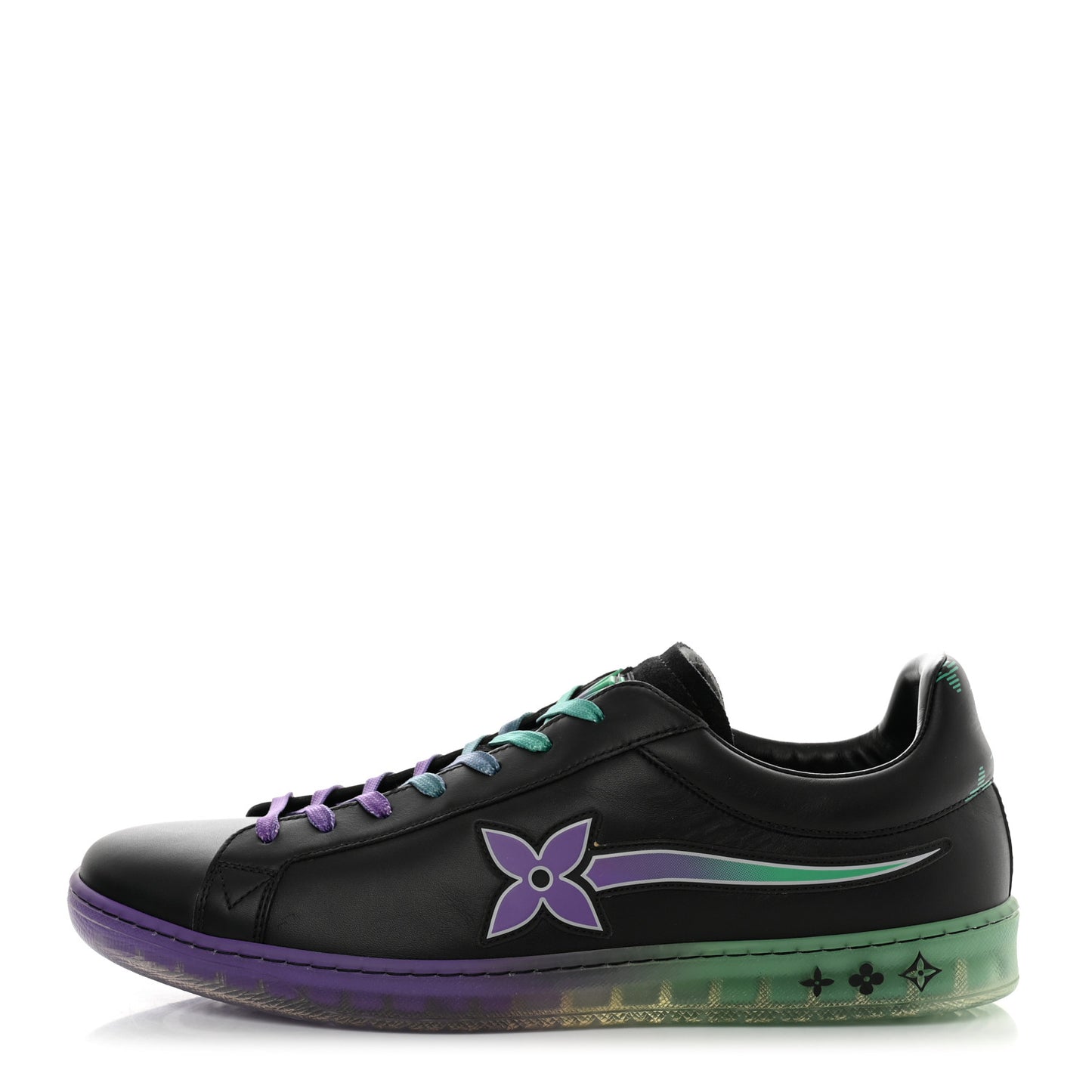 Calfskin Mens Luxembourg Samothrace Sneakers 7.5 Black Purple Green