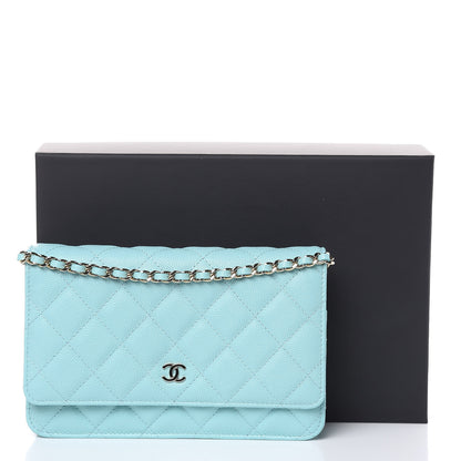 Chanel Caviar Quilted Wallet On Chain WOC Light Blue 11 of 11
