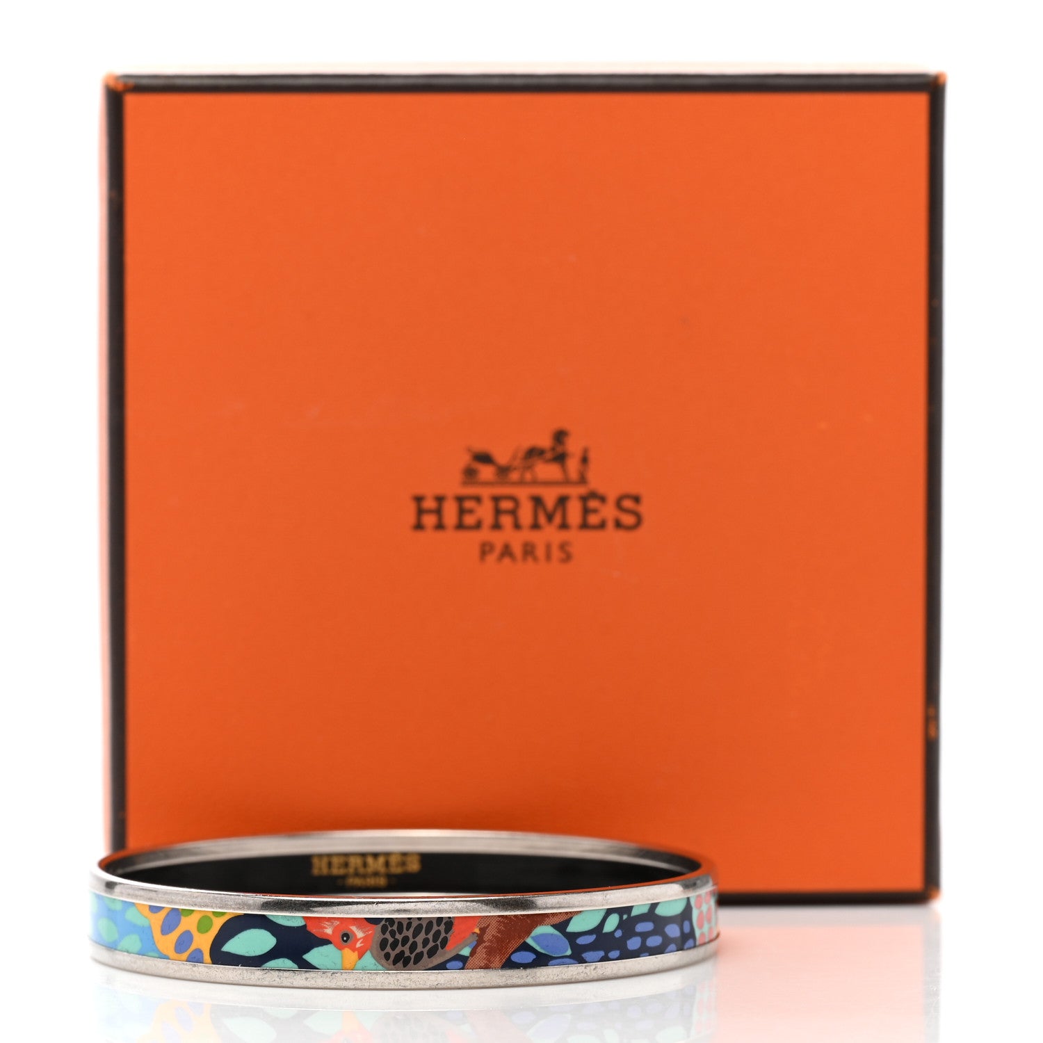Hermes Enamel Printed Narrow Jungle Of Eden Bracelet 65 Pierres et Cactus 6 of 6