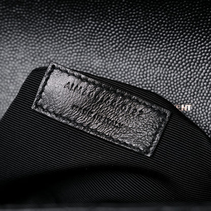 Saint Laurent Grain De Poudre Textured Mixed Matelasse Large Triquilt Monogram Monochrome Satchel Black 7 of 11