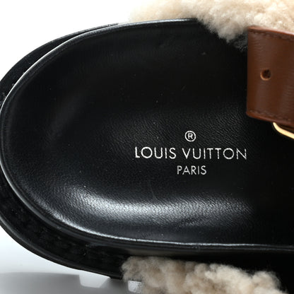 Louis Vuitton Shearling Calfskin Paseo Flat Comfort Sandal 38.5 Beige 6 of 13
