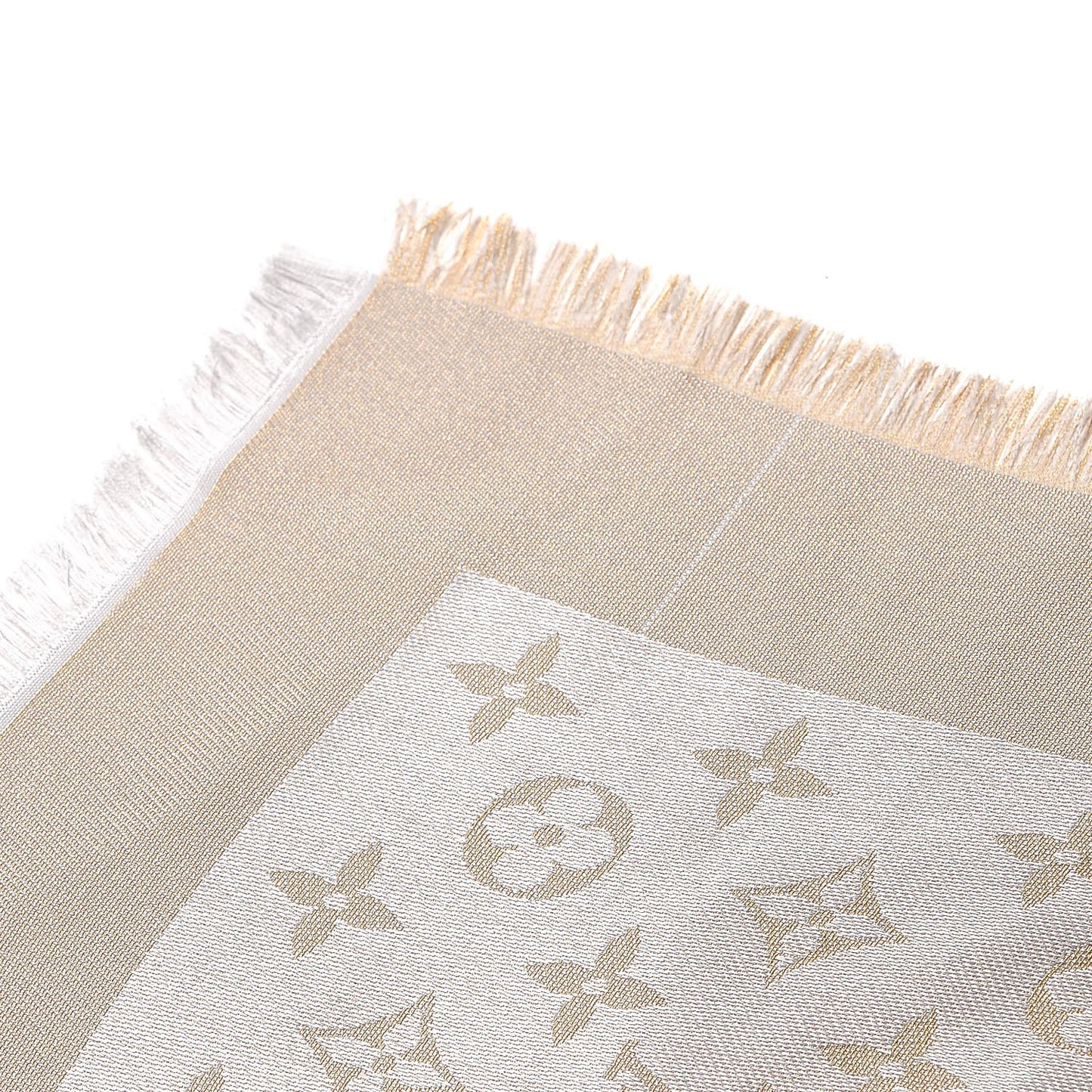 Silk Lurex Wool Monogram Shine Shawl Charcoal Greige