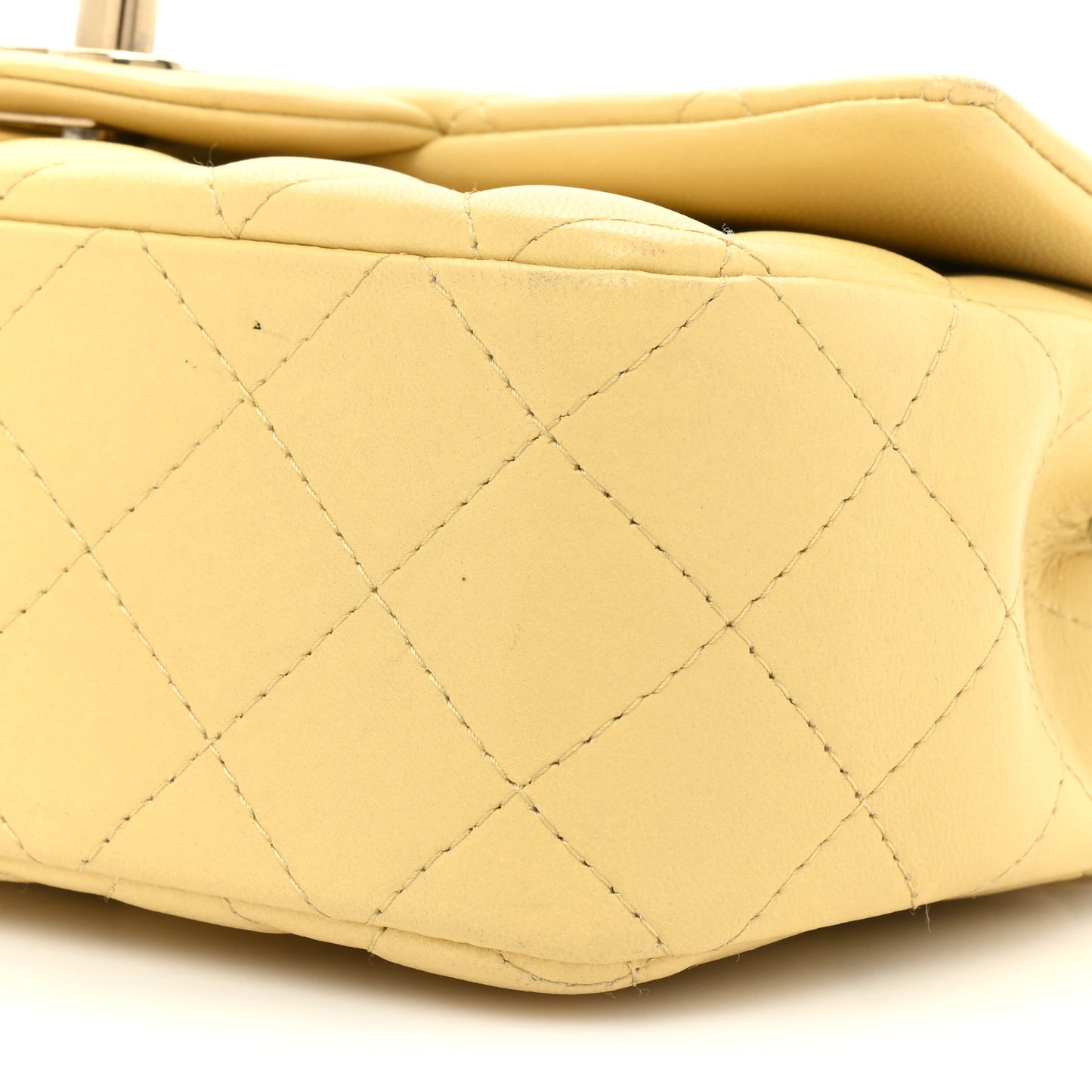 Lambskin Quilted Mini Rectangular Flap Yellow