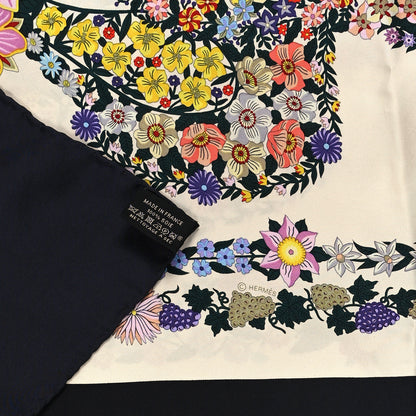 Hermes Silk Brides De Gala En Fleurs Scarf 90 Black Ivory Multicolor 3 of 3
