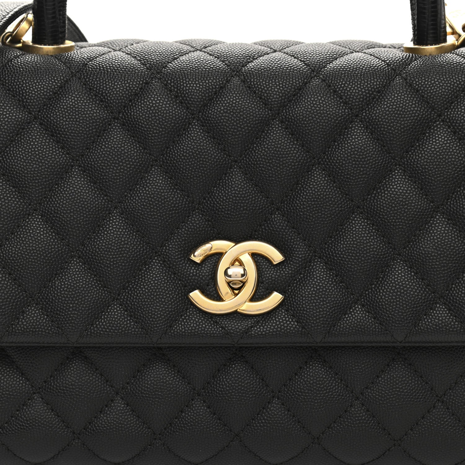 Chanel Caviar Lizard Quilted Small Coco Handle Flap Black 8 of 12