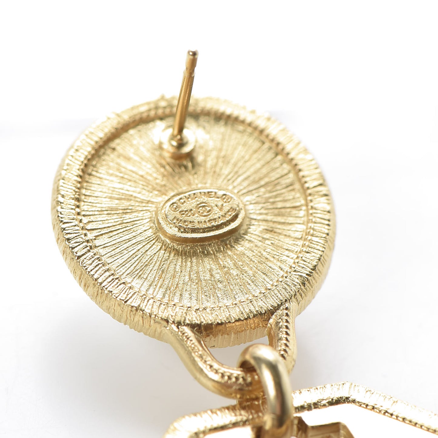 Pearl CC Tags Drop Earrings Gold