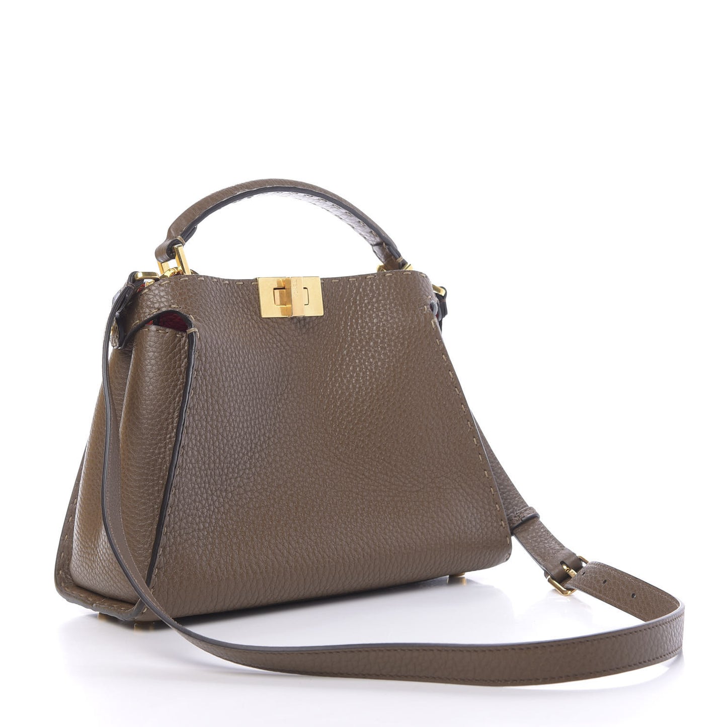 Cuoio Romano Selleria Medium Peekaboo Iconic Essentially Satchel Fango Papavero Fuxia