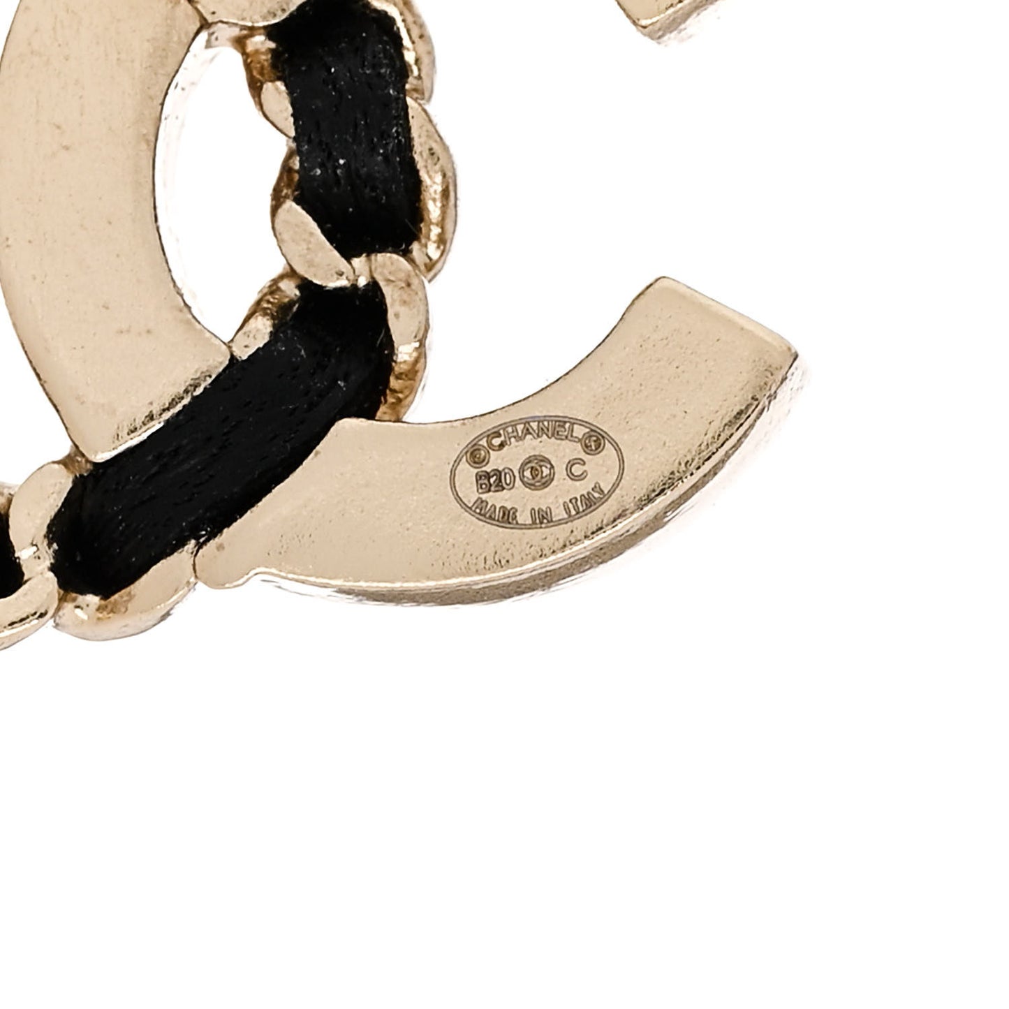 Crystal Baguette Lambskin Chain CC Vintage Allure Stud Earrings Black Gold