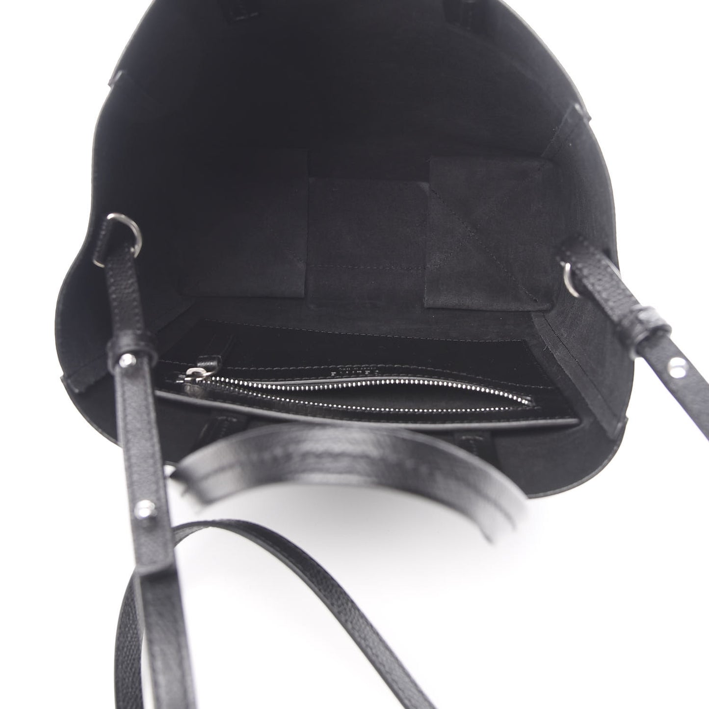 Grained Calfskin Small Vertical Cabas Black