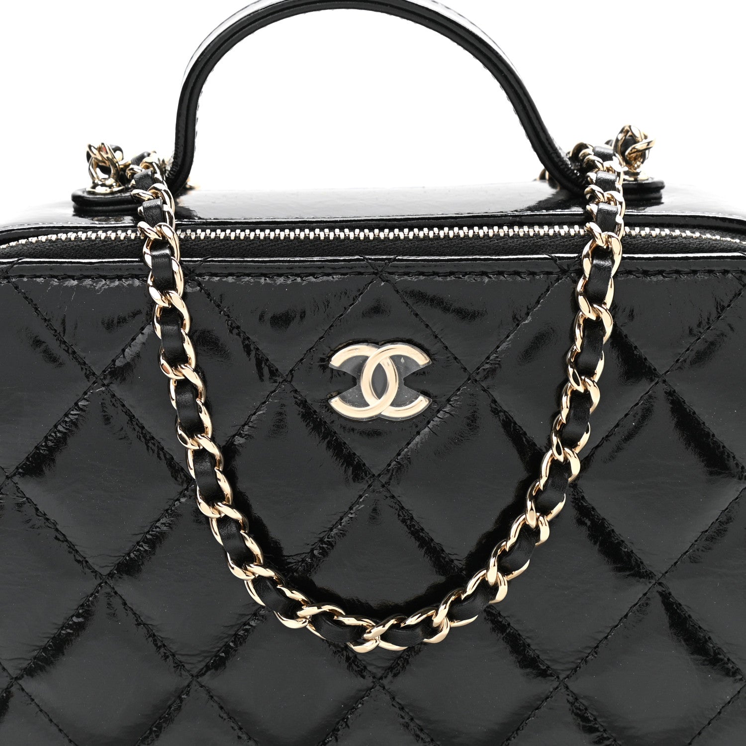 Chanel Shiny Lambskin Quilted CC Vanity Case Black 9 of 12