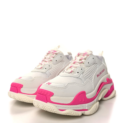 Balenciaga Fabric Mesh Womens Triple S Sneakers 38 Fluo Pink White 3 of 9