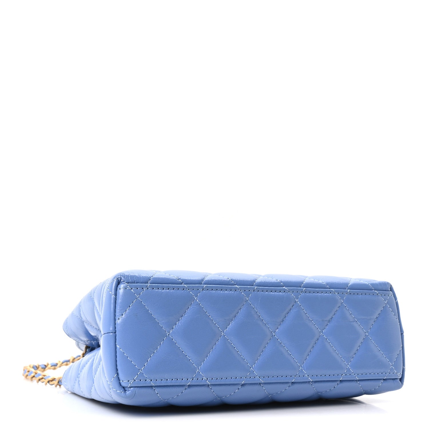 Chanel Shiny Aged Calfskin Quilted Nano Kelly Shopper Blue Blue 4 of 10