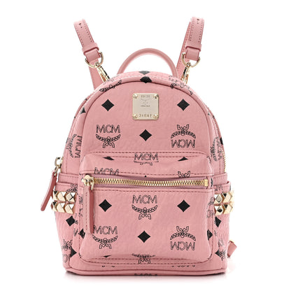 MCM Visetos Side Stud X-Mini Stark Bebe Boo Backpack Soft Pink 1 of 9