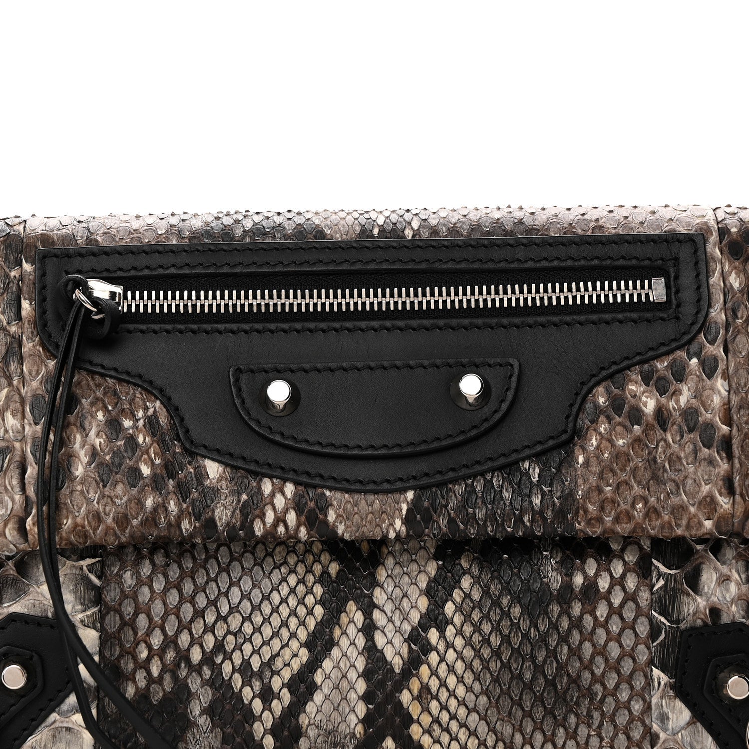 Balenciaga Snakeskin Classic Silver Hardware Envelope Strap Clutch 9 of 12