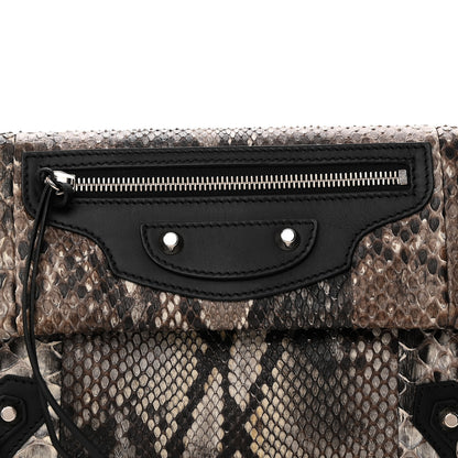 Balenciaga Snakeskin Classic Silver Hardware Envelope Strap Clutch 9 of 12