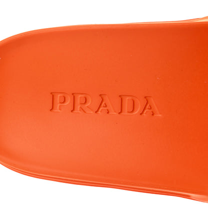 Prada EVA Rubber Triangle Logo Embossed Womens Lug Sole 20mm Slide Sandals 36 Papaya 7 of 7