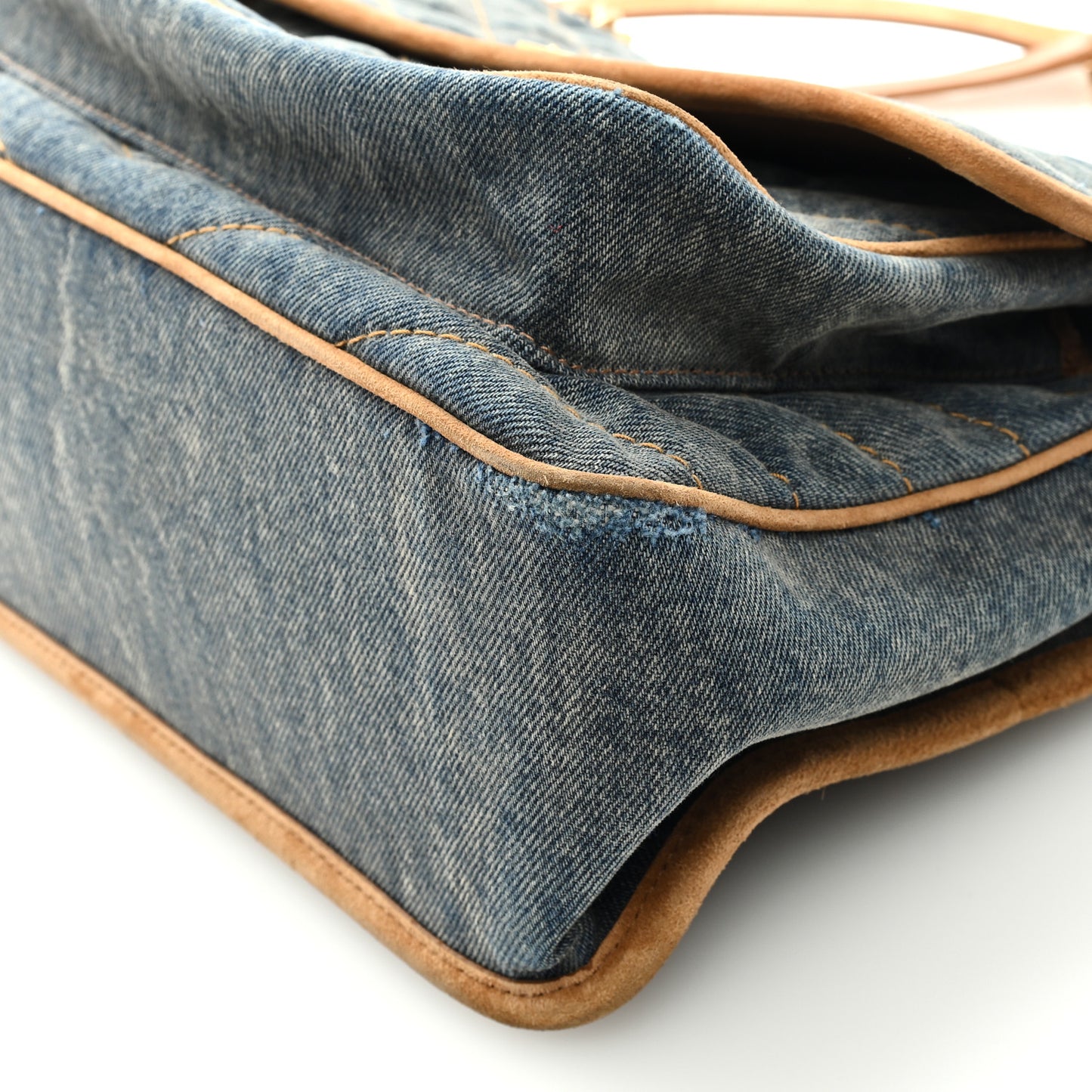 Denim Suede Monogram Medium Niki Chain Satchel Blue Cinnamon