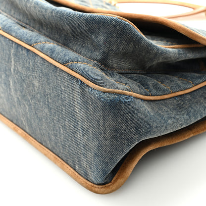 Saint Laurent Denim Suede Monogram Medium Niki Chain Satchel Blue Cinnamon 8 of 8