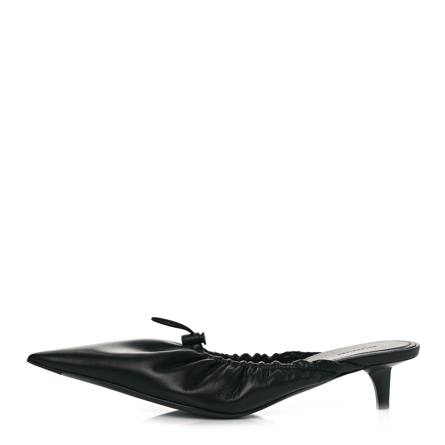 Smooth Nappa Pointed Toe Scrunch Knife 40mm Mules 38.5 Black