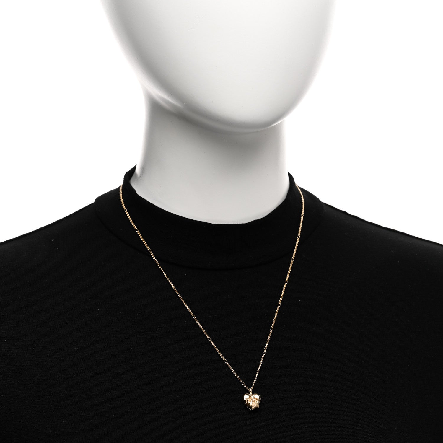 Gucci 18K Yellow Gold Le Marche Des Merveilles Bee Heart Pendant Necklace 2 of 4