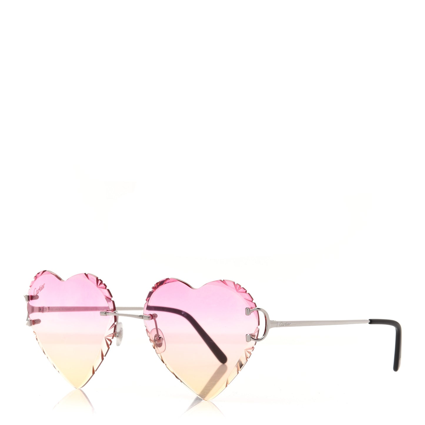 Metal Rimless Heart Sunglasses CA5F02AE Pink Yellow