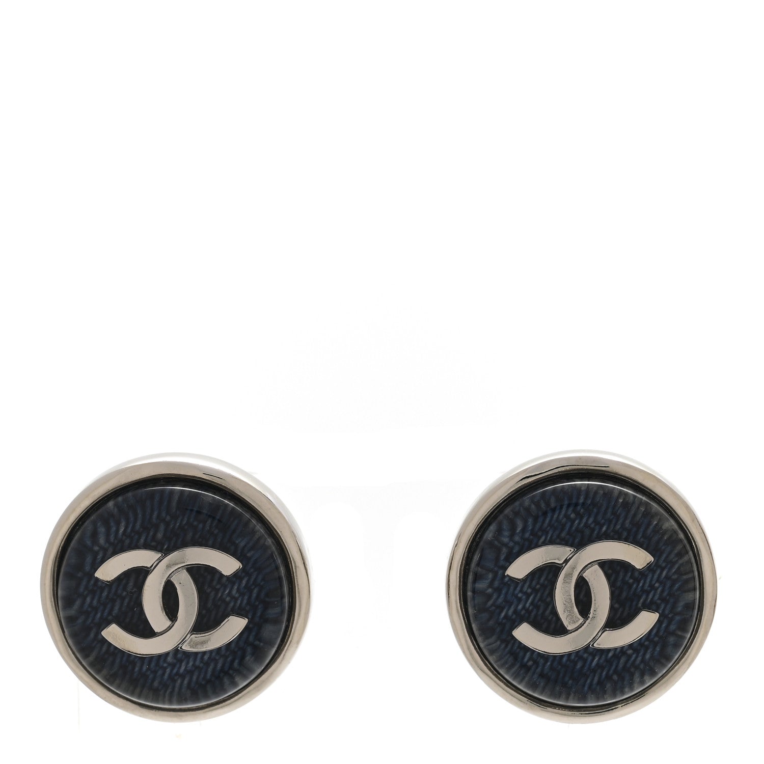 Chanel Resin CC Round Stud Earrings Blue 1 of 4