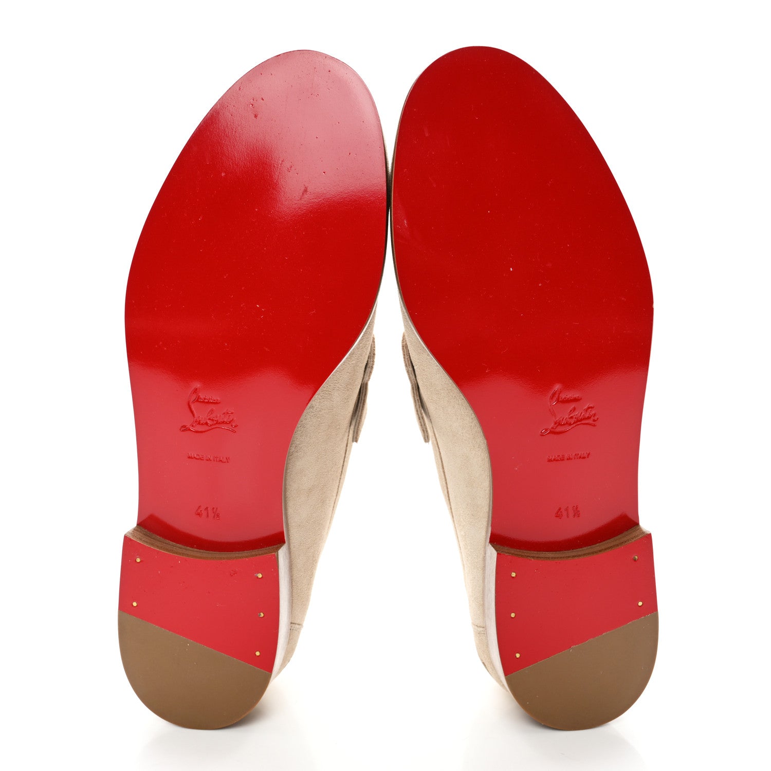 Christian Louboutin Veau Velours Mens No Penny Flat Loafers 41.5 Natural 5 of 8
