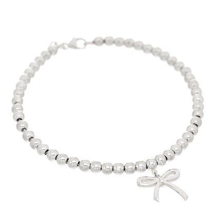 Tiffany Sterling Silver 4mm Bow Bead Bracelet 1 of 5