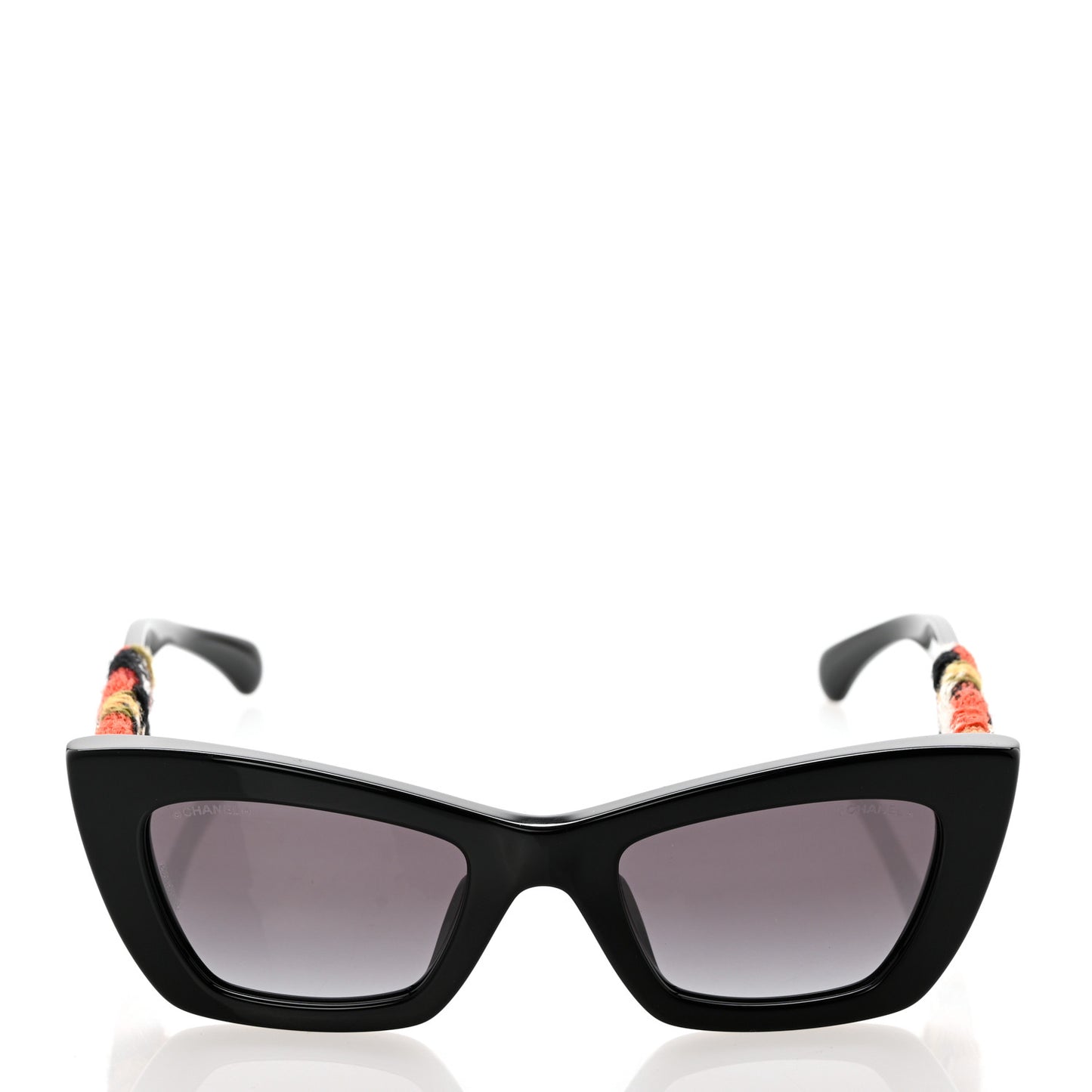 Acetate Tweed CC Cat Eye Sunglasses C622 Black Orange