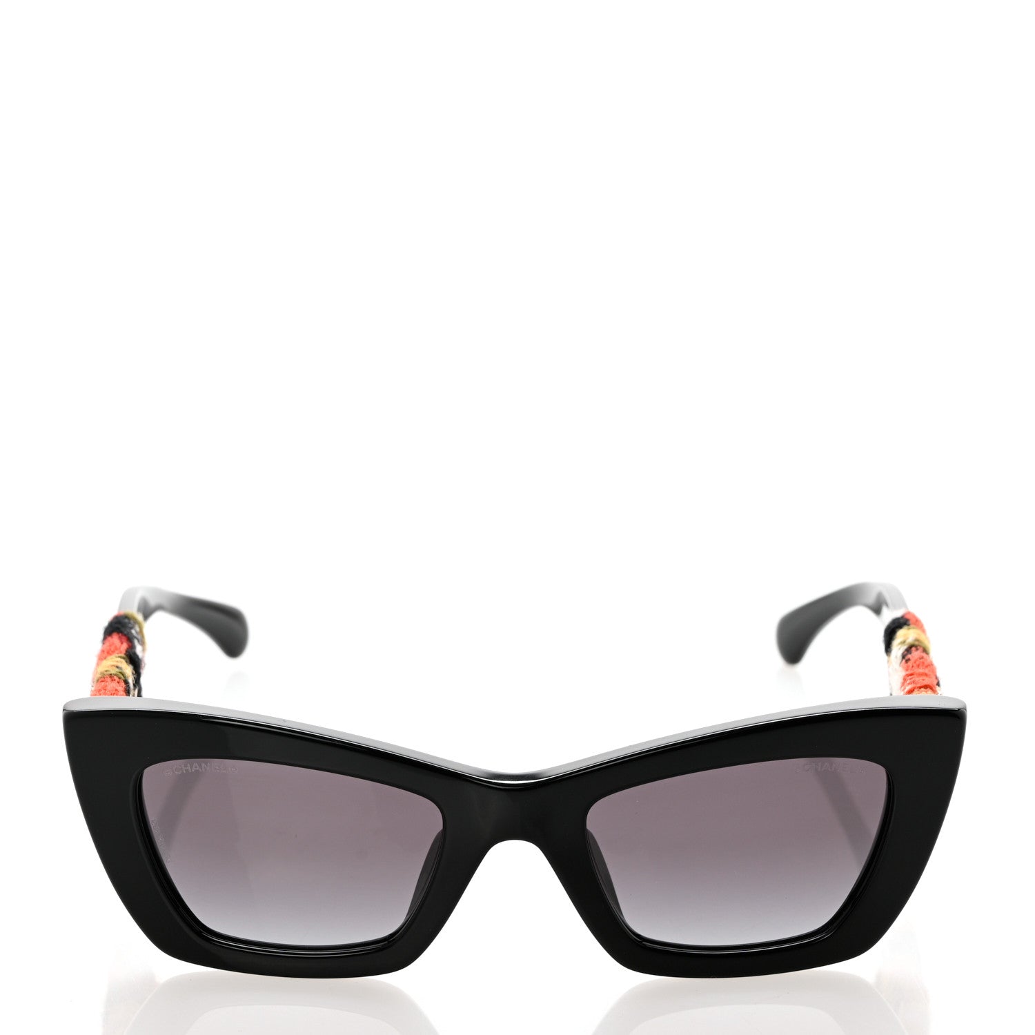 Chanel Acetate Tweed CC Cat Eye Sunglasses C622 Black Orange 2 of 8