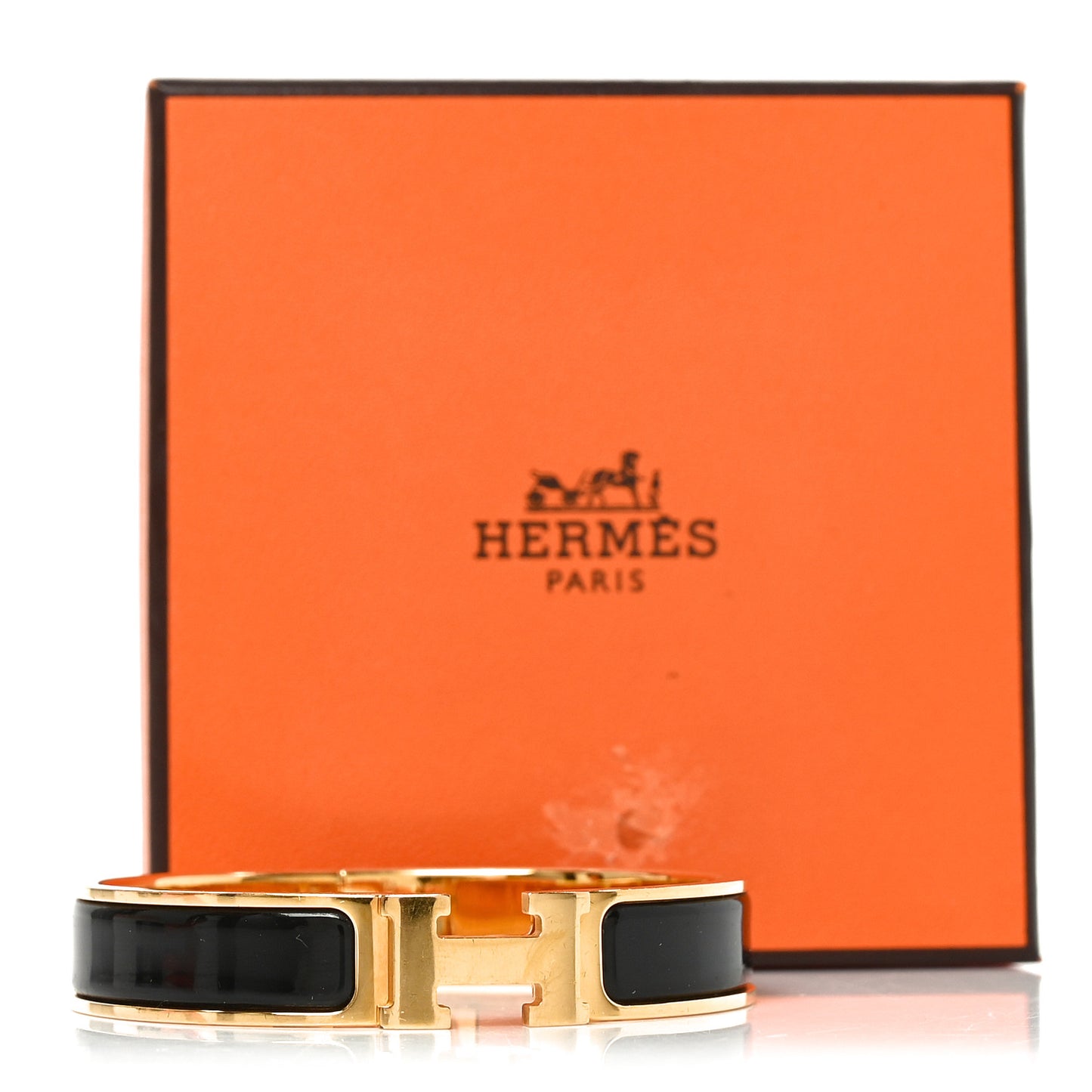 Enamel Narrow Clic Clac H Bracelet PM Black