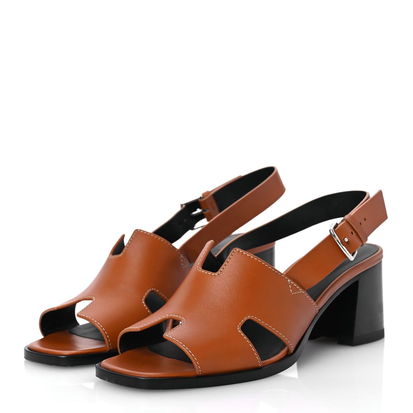 Calfskin Elbe 60 Sandals 38.5 Marron Glaise