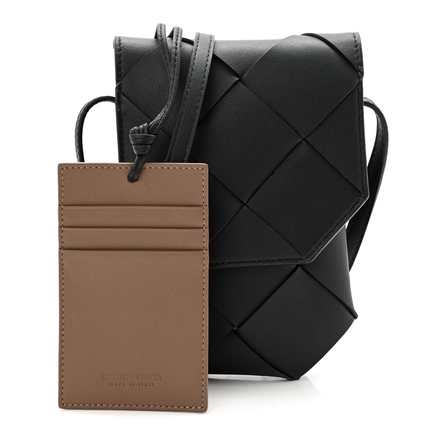 Bottega Veneta Nappa Maxi Intrecciato Diago Phone Pouch Black