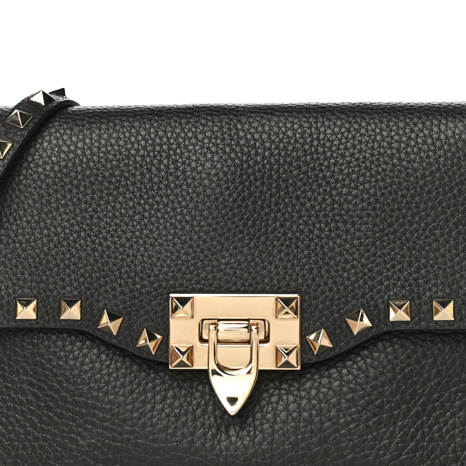 Valentino Garavani Pebbled Calfskin Medium Rockstud Flip Lock Crossbody Bag Black 7 of 17