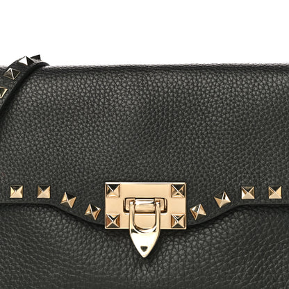 Valentino Garavani Pebbled Calfskin Medium Rockstud Flip Lock Crossbody Bag Black 7 of 17